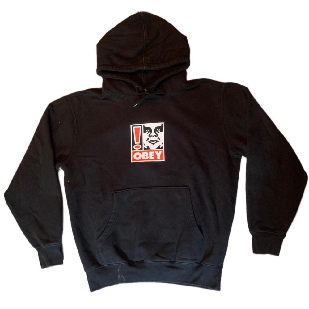 Obey Thick Graphic Print Black Hoodie - Men’s Medium